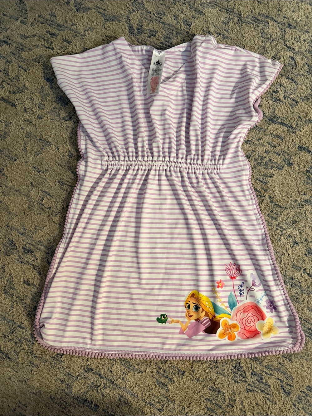 Disney Girls' Rapunzel Pink and White Striped Swim Coverup